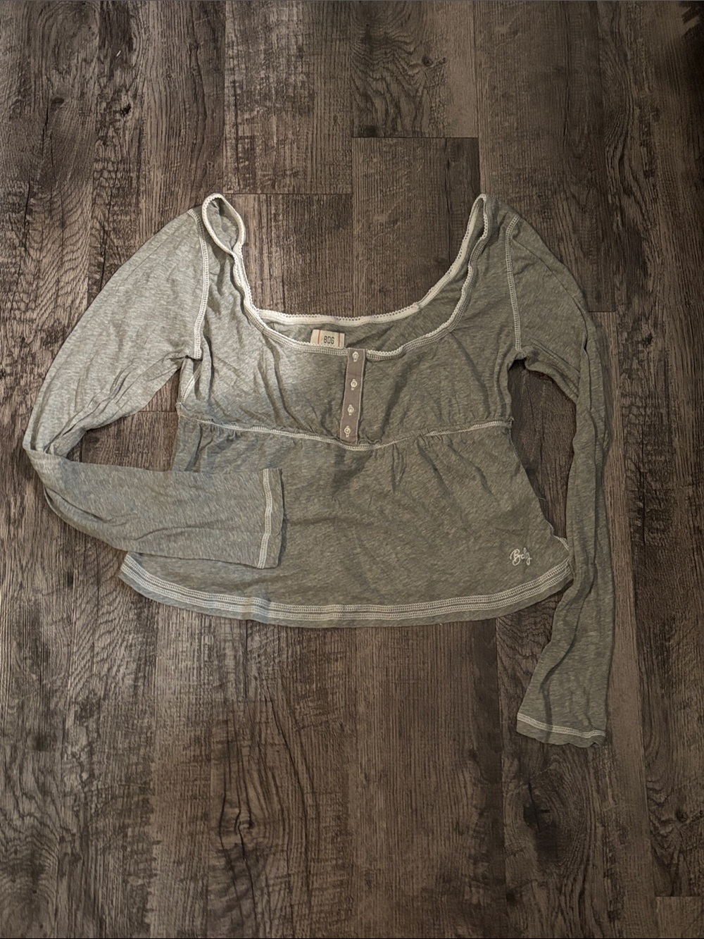BDG Long-Sleeve Peplum Top - Grey - Size XLarge